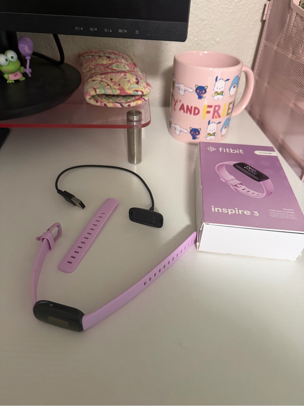 Purple Lilac Google FitBit Inspire 3 With Box And Accessories